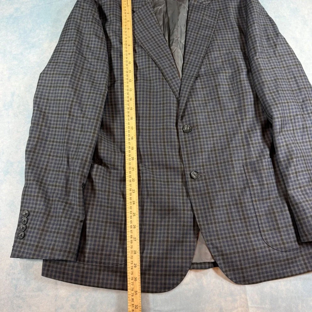 Brooks Brothers Blazer Mens 46R Blue Check Reda Italian Wool Slim Unstructered